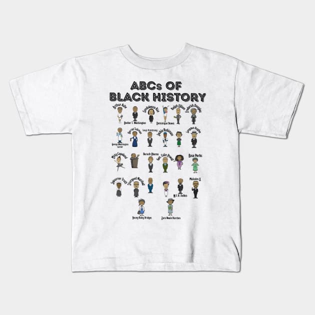 ABCs of Black History - Black History Kids T-Shirt by bonsauba